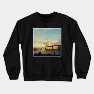 London Eye photography beautiful blue sky with clouds famous city Crewneck Sweatshirt